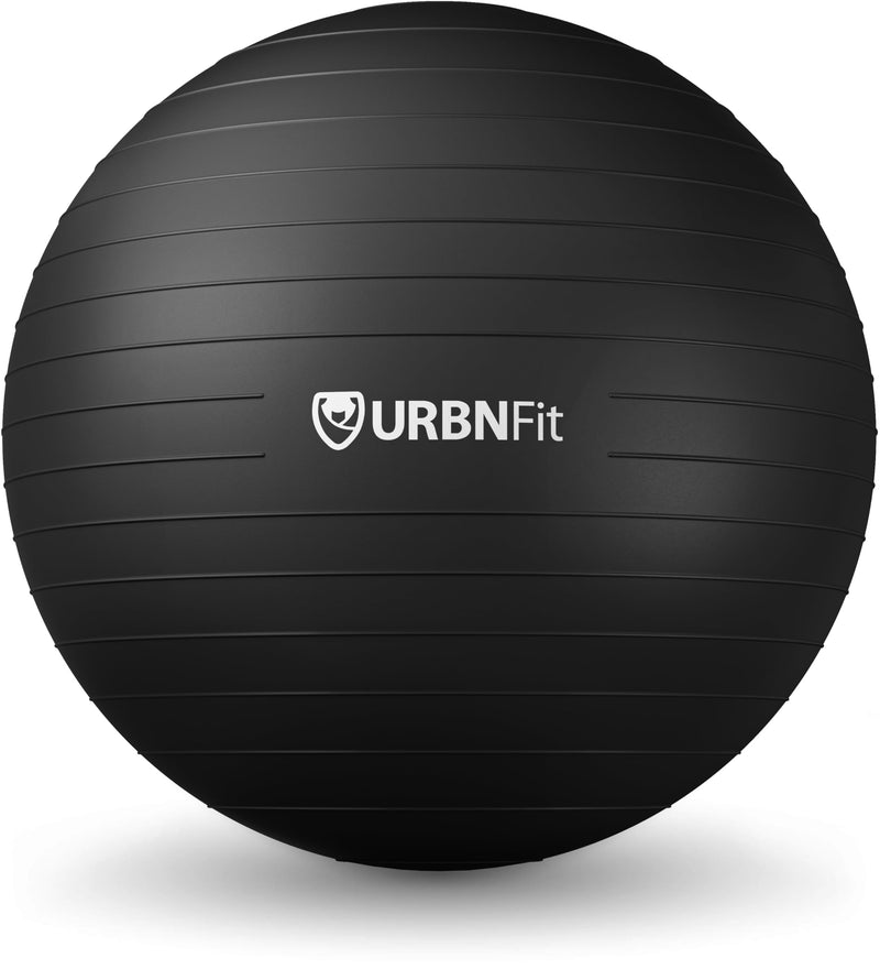 [Australia] - URBNFit Exercise Ball - Yoga Ball in Multiple Sizes for Workout, Pregnancy, Stability - Anti-Burst Swiss Balance Ball w/Quick Pump - Fitness Ball Chair for Office, Home, Gym Black 26 Inch 