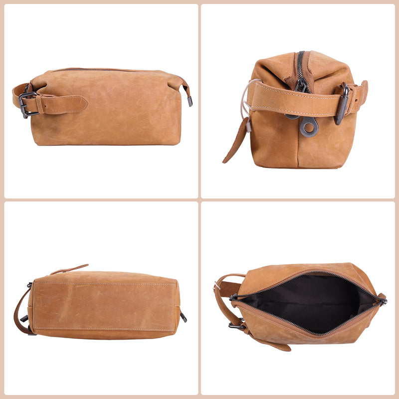 Multi-functional Leather Travel Toiletry Bag -Coffee and Brown 2-pack