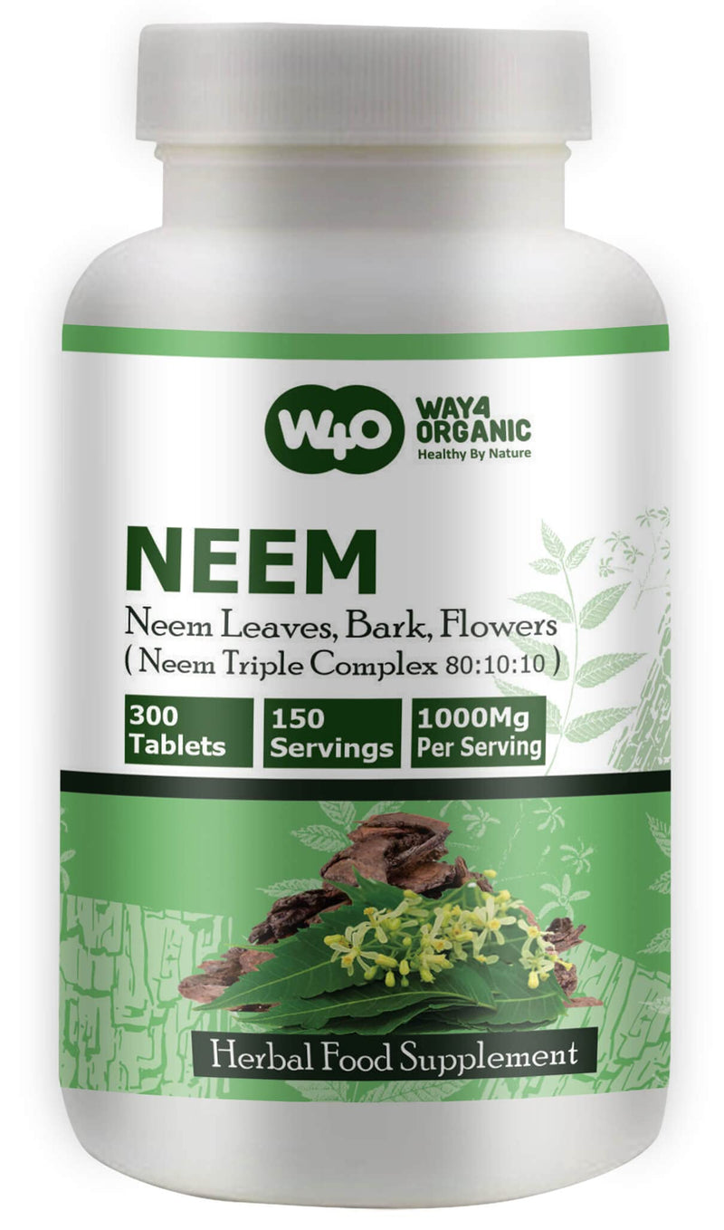 [Australia] - Neem Triple Complex - High-Potency Azadirachta Indica Tablets, Neem Leaves, Bark, Flowers in Ratio (80:10:10) - 300 Tablets, 150 Serving, 1000 Mg (1 Pack) 1 