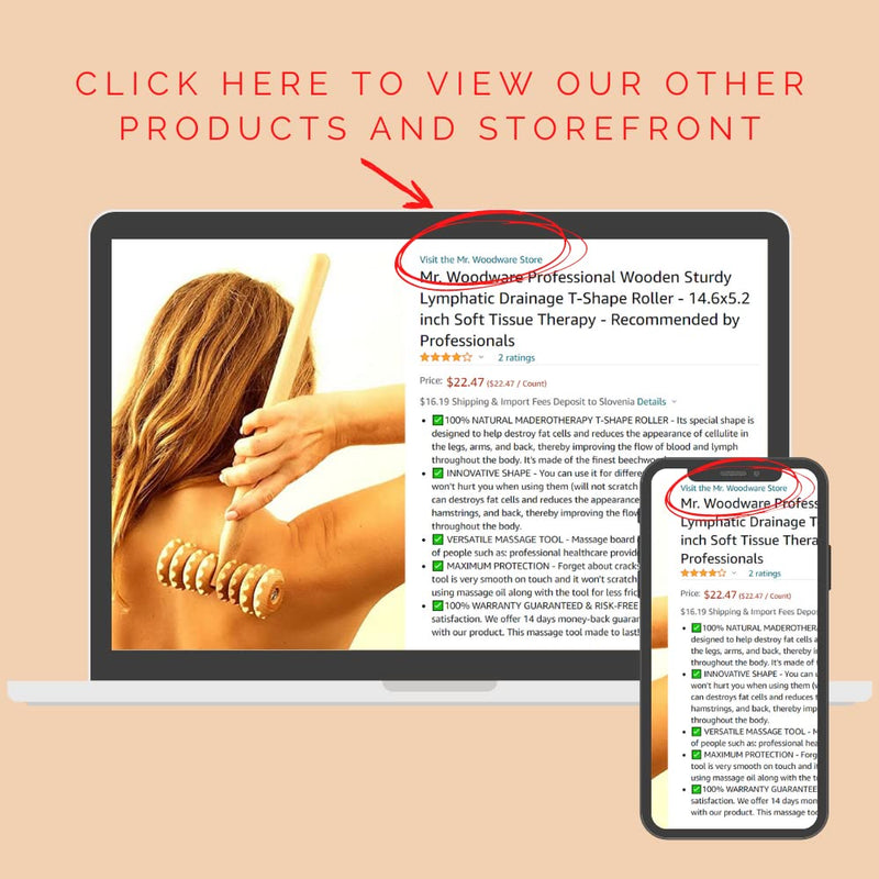 Mr.Woodware T-Shape Wooden Massage Roller - 14.6x5.2 inch Wood Lymphatic Drainage Massager for Body, Face, Back, Legs - Wood Muscle Roller Massage Tools for Therapy, Maderotherapy, Cellulite Reduction