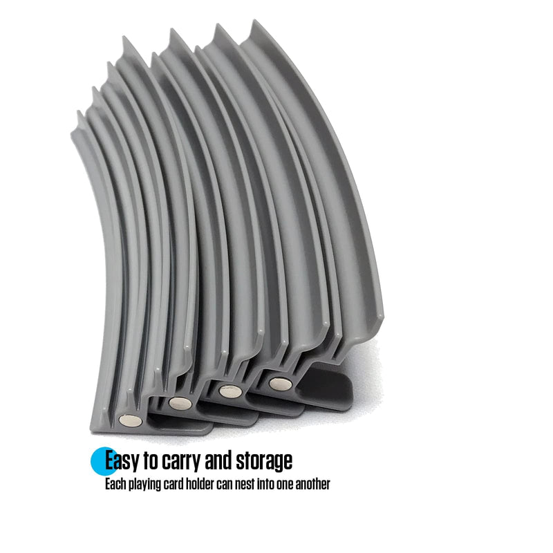 [Australia] - Extendable Plastic Playing Card Holder Set of 4 (Grey), Card Holders for Card Games 