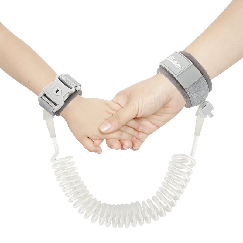 [Australia] - Blisstime Toddler Leash, Kid Leash Anti Lost Wrist Link with Key Lock Upgraded Baby Leash with Safety Wristband Rope for Babies Toddlers Child Kids (6.56ft/2m, Light Gray) 6.56 Foot (Pack of 1) 