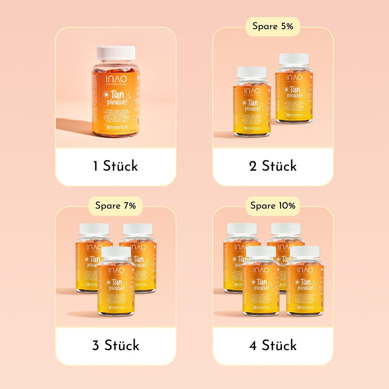 [Australia] - essence INAO Inner and Outer beauty Tan Please! | Dietary supplements | Vegan gummy bears | Vitamin A, E & C | Beta-carotene | 60 pieces 