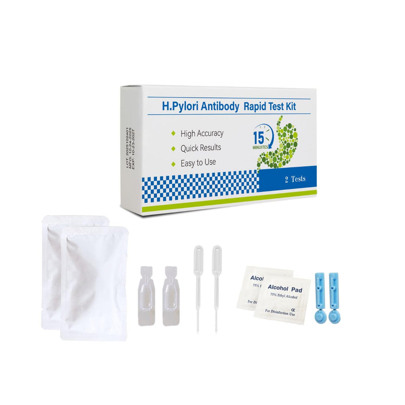 H Pylori Test Kit, 2 PCS H Pylori Self Test for Home Use, 99.9% High Accuracy, Easy to Use, Fast Results in 10-15 Minutes