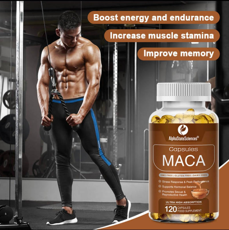 Premium Blend - Maca Root 6000mg, Ashwaghanda 500mg, and More - Energize, Boost Vatality, and Enhance Well Being 120 Capsules - 2months Supply