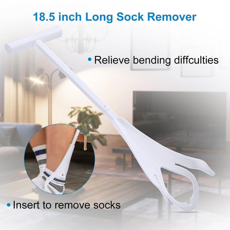 [Australia] - Jellas Sock Aid Kit, Flexible Sock Aid Device with Long Rope - Sock Puller aid Easy on and Off Device for Putting On and Removing Socks or Stockings, Sock Helper for Independence and Comfort (White) 9.2 Inch White 