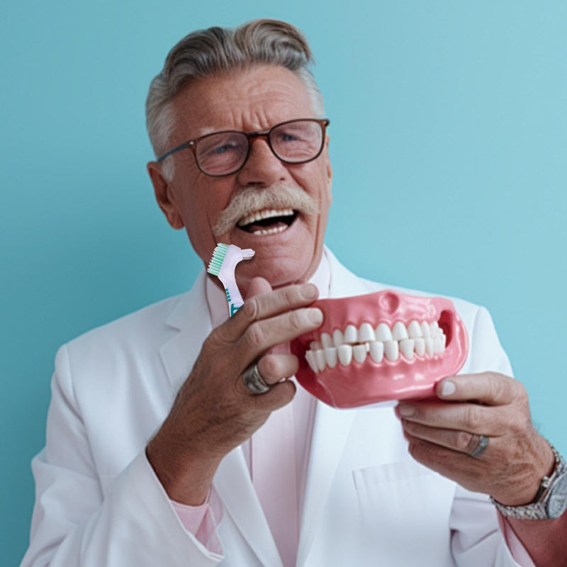 [Australia] - 4 pieces denture cleaning brushes, 1 piece braces case, double-sided denture brush, retainer descaling brush, denture toothbrush, portable cleaning brush, denture protection set 