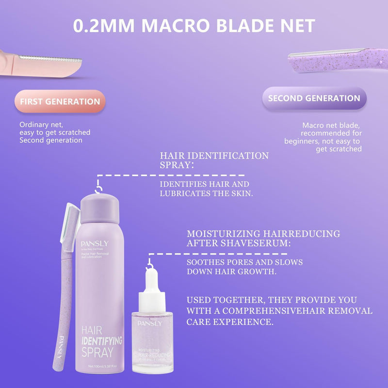 [Australia] - Hair Identifying Spray Kit,Hair Identifier Spray (100mL)for Face Shaving with After Shave Serum(30mL) Kit,Moisturizing&Smoothing skin &Hair Reducing Skin Care Dermaplaner Spray Set for Women Men 