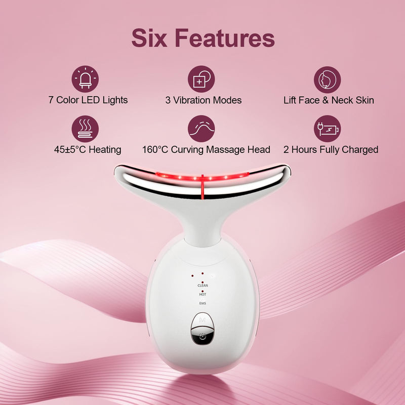 Facial & Neck Massager: Red Light Therapy for Women, Skin Lifting Beauty Device,7 in 1 LED Facial Sculptor Tool for Women's Daily Skincare