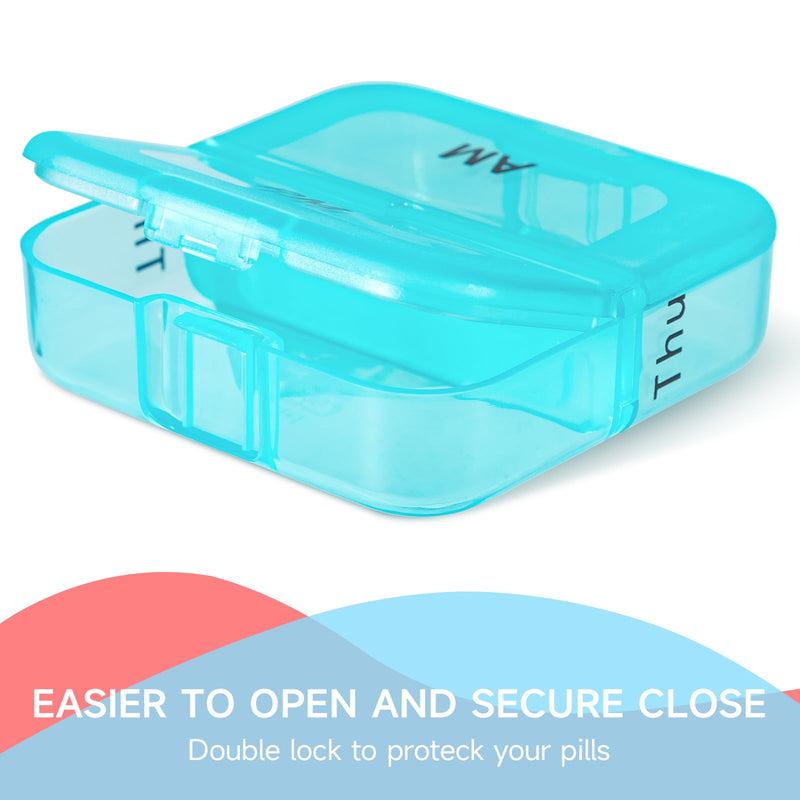 [Australia] - Zoksi Weekly Pill Organizer 2 Times a Day, Rainbow 7 Day Pill Box, Daily Am Pm Pill Organizer, Portable Case for Fish Oils, Vitamin, Supplement A-clear 