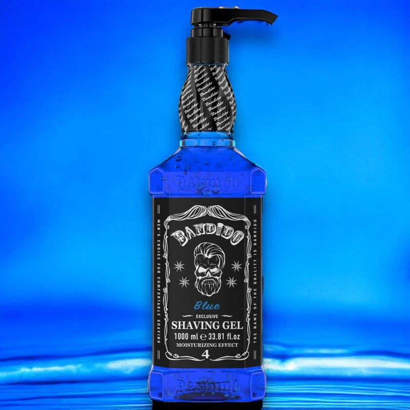 [Australia] - Bandido Shaving Gel Men Red & Blue 1000ml Transparent Shaving Gel for Men, Non-Foaming, Precise Shaving of Beard Contours, Can Be Used with Any Razor Blade, Men's Razor (Blue 1000ml) 