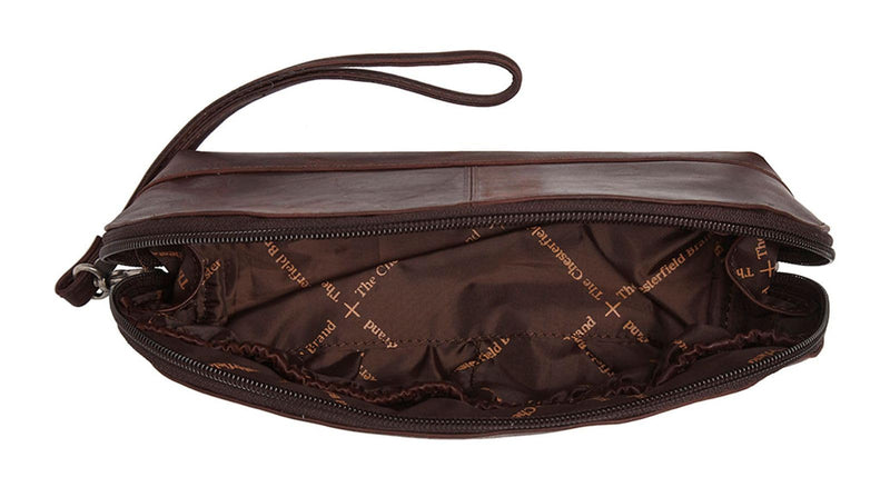 Chesterfield Brand Toiletry Bag VENEZIA | Made Of Leather | Large Cosmetics Case For Men And Women For Travel (Brown)