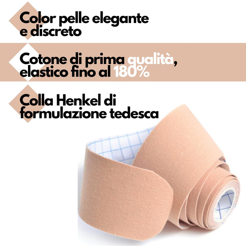 TAKE Sport Kinesiology Tape Gentle KinesioTape, Kinesiology Tape, Kinesiology Tape, 6 Rolls, 5 x 5 m Each, 95% Cotton 5% Spandex, Elastic, for Sensitive Skin, Beige (Skin/Skin)
