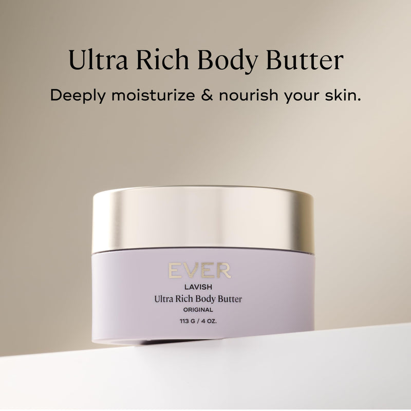EVER Lavish Ultra Rich Body Butter – Antioxidant & Vitamin-Infused Deep Moisturizing Cream for Softer, Firmer, Youthful-Looking Skin, 4 oz