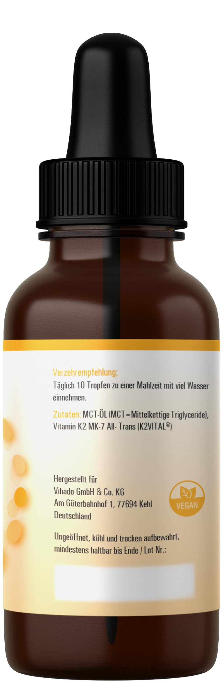 [Australia] - Vihado Vitamin K2 drops high dosage, Premium: MK-7 99.7% All-Trans K2VITAL®, real 200 μg vitamin K2 per daily dose, 50 ml (1700 drops) 