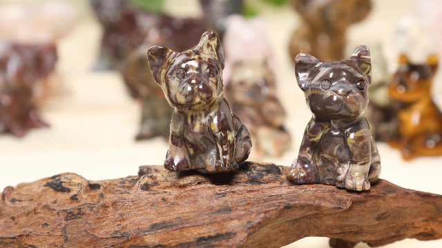 mookaitedecor Healing Koala Crystal Stone Statue for Home Decor #06-green & Red