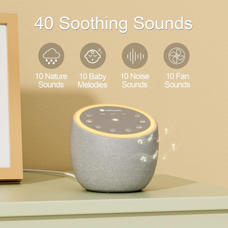 [Australia] - White Noise Machine with 40 High-Fidelity Sounds, Sleep Sound Machine with Memory Functions, 8 Lighting Modes, USB Power Supply, for Sleep & Noise Reduction in Bedrooms and Offices, Plug-in. white 