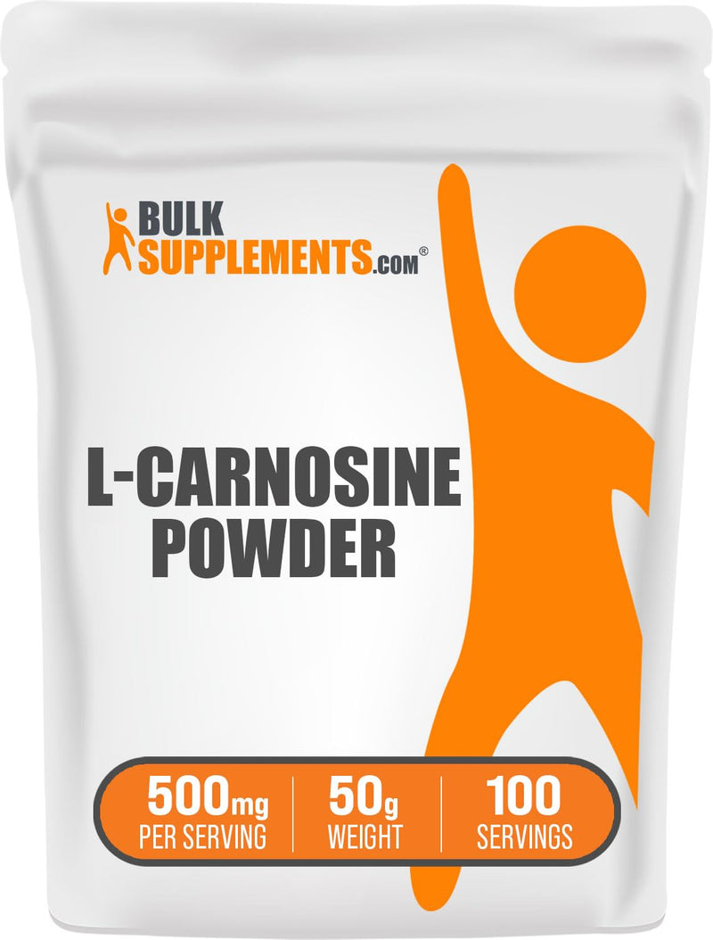 BulkSupplements.com L-Carnosine Powder - Carnosine Supplement, Carnosine 500mg - Amino Acid Supplement, Gluten Free, 500mg per Serving, 50g (1.8 oz) (Pack of 1) 100 Servings (Pack of 1)