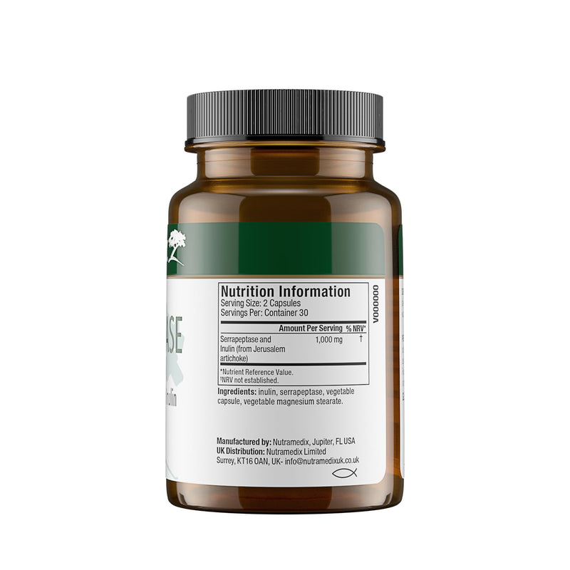 NutraMedix Serrapeptase with Inulin – 60 Vegetable Capsules | Non-GMO, Gluten-Free, Dairy-Free 60 count (Pack of 1)