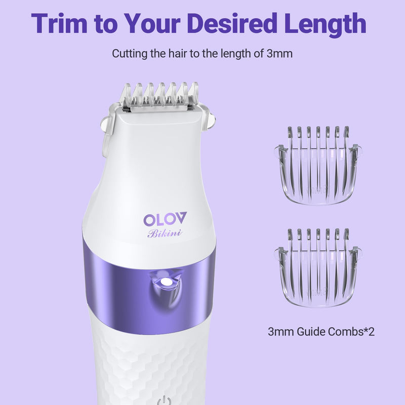 Bikini Trimmer for Women, IPX7 Waterproof Wet & Dry Electric Razors for Women, Bikini Legs Underarm Pubic Hairs Rechargeable Electric Shaver with 3 Trimmer Heads 3-in-1