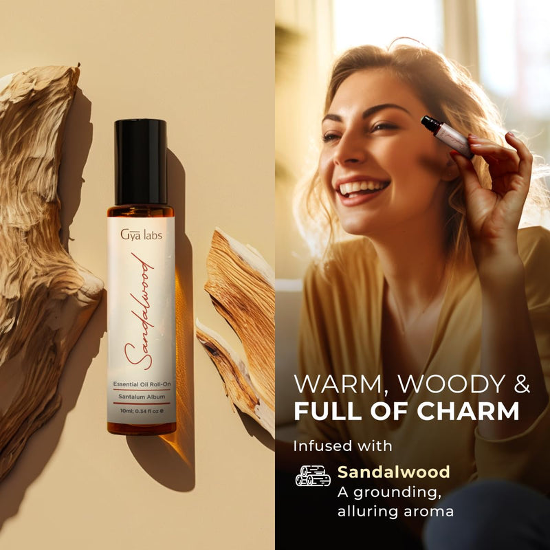 [Australia] - Gya Labs Sandalwood Essential Oils Roll On - 100% Natural Aromatherapy Sandalwood Perfume Oil for Women & Men, Alcohol Free - Perfect Roll On Perfume made with Pure Sandalwood Oil (0.34 Fl Oz) Sandalwood (Roll On) 0.34 Fl Oz (Pack of 1) 