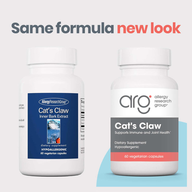 Allergy Research Group Cat's Claw - Inner Bark Extract, Joint Health & Immune Support, Herbal Supplement, Organic, Vegetarian Capsules - 60 Count - PawsPlanet Australia