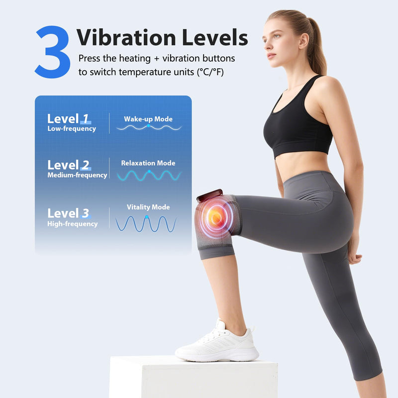 [Australia] - Heated Knee Massager, Foot Massager with Heat, Shoulder Massagers with Heat, Knees Warmers Wrap, 3-in-1 Vibration Heating Pad for Knee, Shoulder, and Elbow, Adjustable Size, Gifts for Dad Mom (Grey) Grey 