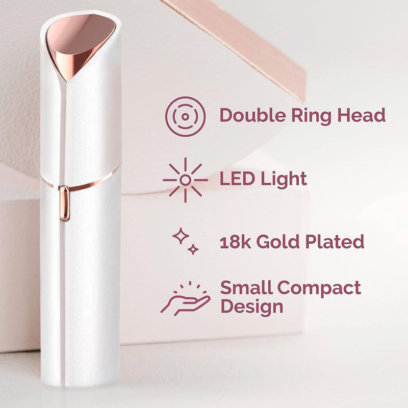 [Australia] - Hair Remover for Face Woman, Electric Face Shaver for Women, Hair Removal Device for Women Chin, Lip, Peach Fuzz with 2 Pc Replacement Heads, USB Rechargable 1 white +2 heads recharge 