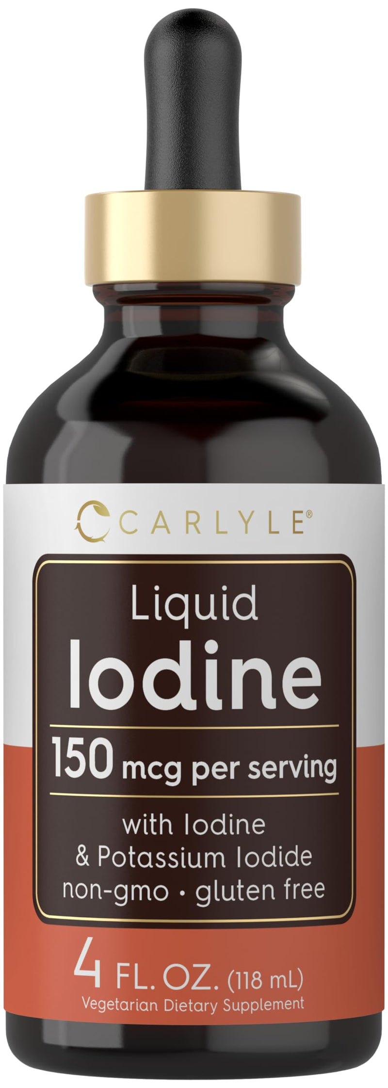 Carlyle Liquid Iodine Drops 4 fl oz | 150 mcg | Iodine & Potassium Iodide Supplement | Vegetarian Liquid Tincture | Non-GMO, Gluten Free