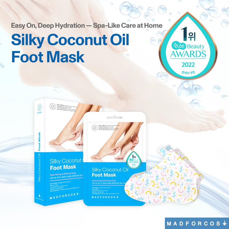 [Australia] - Silky Coconut Oil Foot Mask – 5 or 10 Pairs Hydrating Booties for Dry, Cracked Feet | Nourishing, Moisturizing & Walkable | Spa Foot Treatment at Home (10 Pair (Pack of 2)) 5 Count (Pack of 2) 