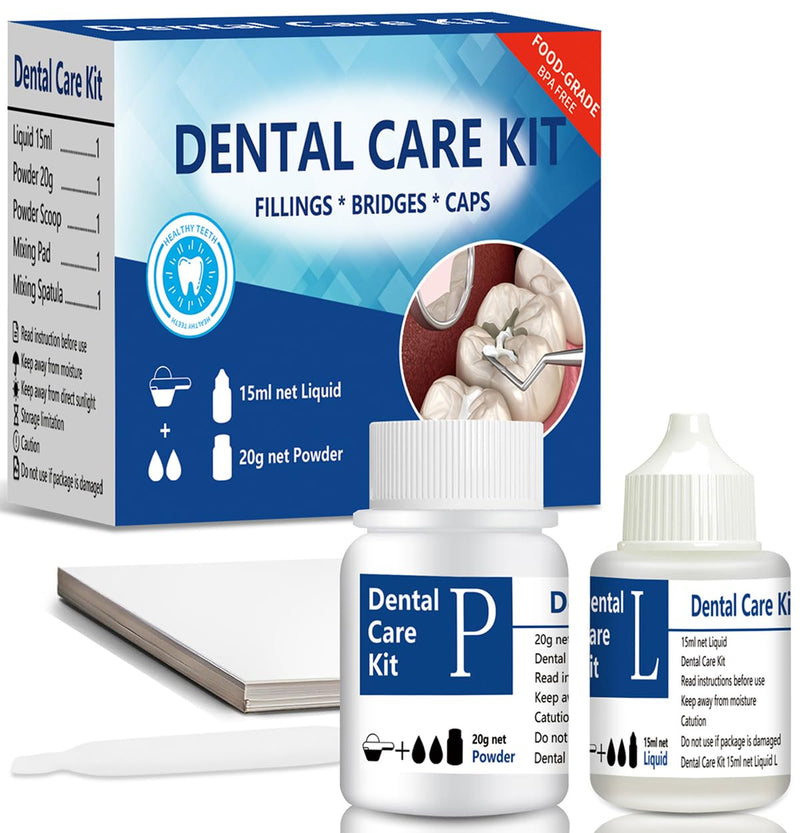 Broken Tooth Repair Kit, Zinc Oxide Eugenol Cement Dental Care Kit, Temporary Fixed Crown and Bridge 2 Packs 1