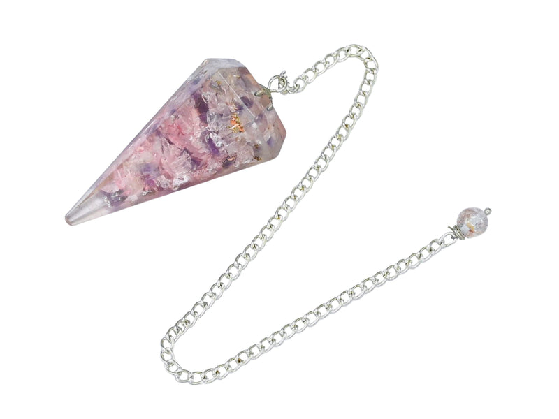 [Australia] - Clear Quartz/Rose Quartz/Amethyst (Mix) Orgone Crystal Pendulums for Divination and Dowsing Crystal Pendulum with True Pendulum Motion Spritual Crystal Clear Quartz/Rose Quartz/Amethyst (Mix) 