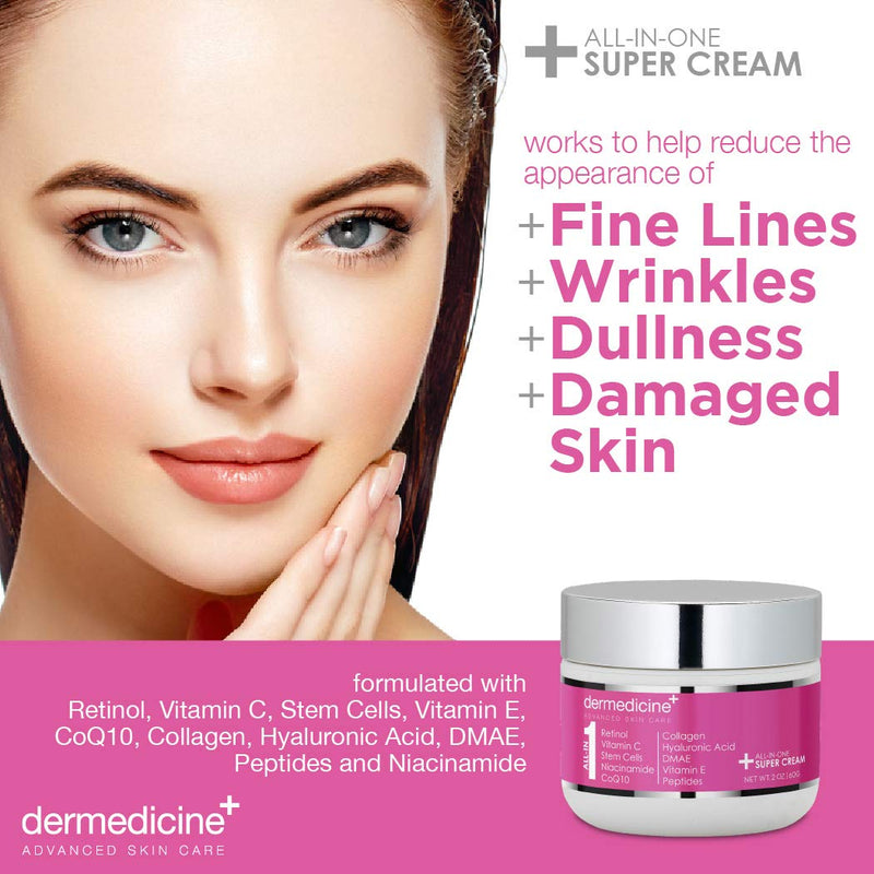 Retinol Face Cream with Vitamin C, All in One Moisturizer, 2 oz | Niacinamide, hyaluronic acid, peptides, CoQ10, collagen and vitamin E for hydrated, smoother-looking skin 2 Fl Oz (Pack of 1)
