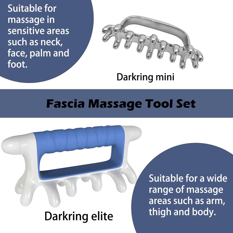 [Australia] - DARKRING Stainless Steel & Engineering Plastic Facial Massage Tool Set - Pressure Point Blaster for Tissue & Fascia, Trigger Point Massage Tool mini and elite 