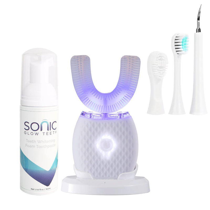 Ultrasonic Toothbrush for Adults - Automatic Electric Toothbrush with Soft Bristles & 30s Timer Rechargeable Portable Design with Wireless Charging Waterproof & Washable for Travel & Home Use (White) White