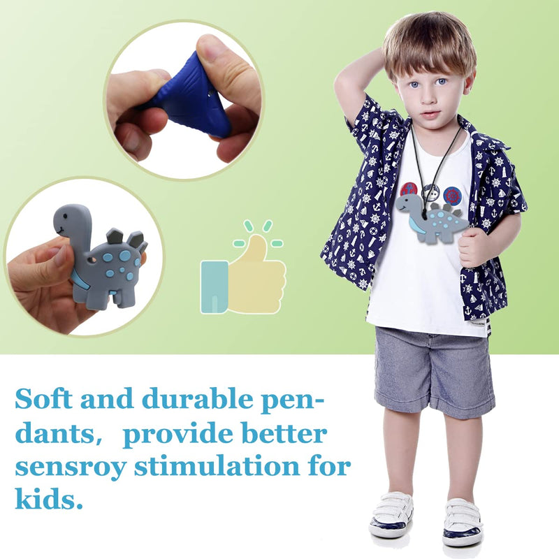 [Australia] - Chew Necklaces for Sensory Kids, 6 Pcs Chewy Necklace Teether for Boys and Girl to Chewing Biting and Teething, Silicone Chewable Fidget Necklaces for Autistic Toddlers Children Teens and Adults 