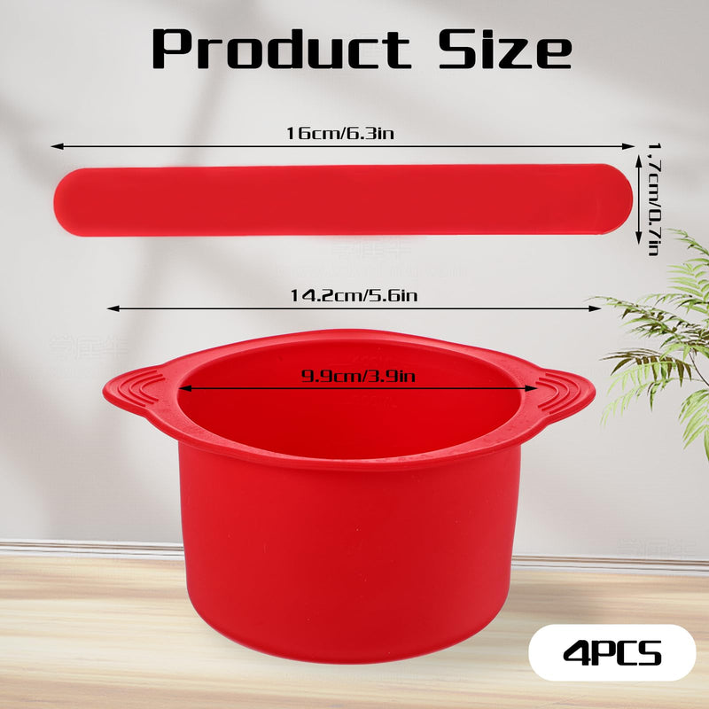 4pcs Silicone Wax Warmer Liner, Non-Stick Wax Pot Silicone Bowl Replacement, Reuse Wax Melt Warmer Liner With 4pcs Silicone Spatulas For Hair Removal