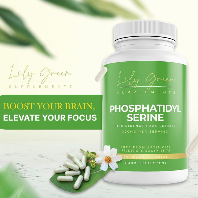 Lily Green Phosphatidylserine Capsules | 300mg Per Serving Cognitive Supplements | High Strength Phosphatidylserine Supplement | Non-GMO & No Artificial Fillers | 90 Vegan Capsules | Made in UK