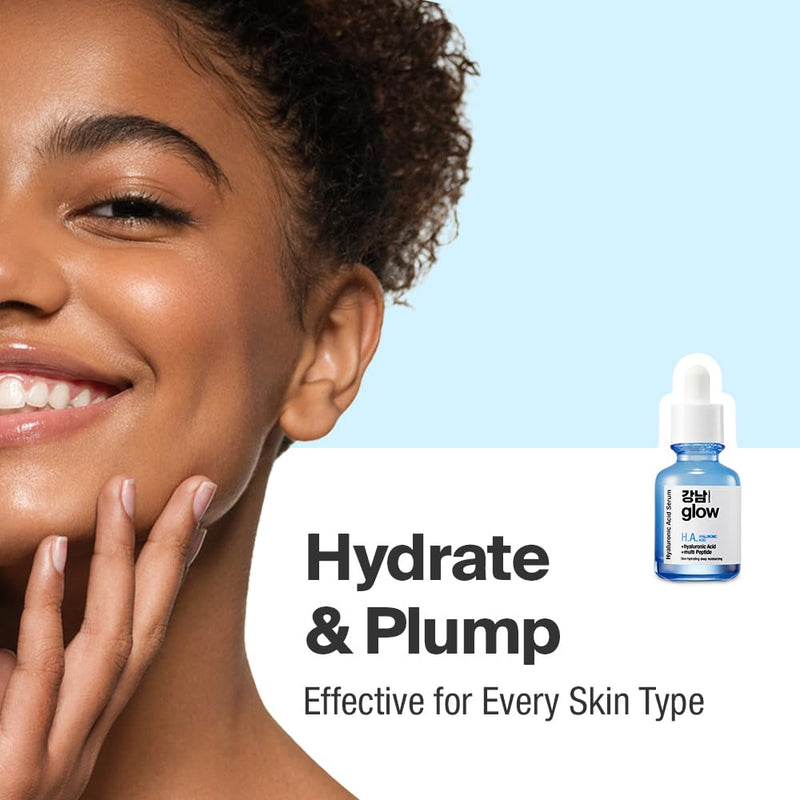 GANGNAM GLOW Hyaluronic Acid Serum 1.01 fl oz | Hydrating Serum with Hyaluronic Acid & Vitamin B5 & Vegan Collagen, Plumping and Fine Lines , Korean Skincare 1.01 Fl Oz (Pack of 1)