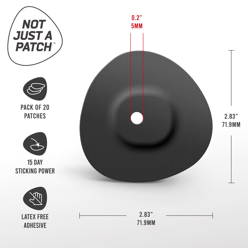 Not Just A Patch Dexcom G7 Adhesive Patches (20 Pack) – Stelo CGM Sensor Patches with Precision-Cut Hole for Ventilation – Black