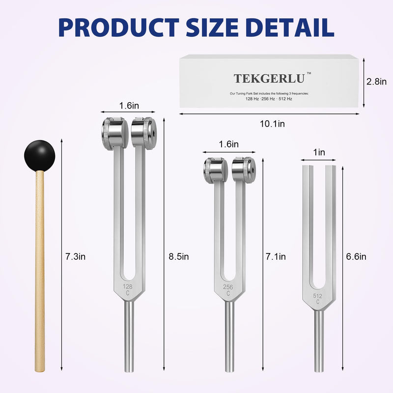 [Australia] - Tuning Forks for Healing Set (128HZ, 256HZ, 512HZ),Tuning Fork with Reflex Hammer 3-Piece Tuning Forks Perfect for Healing, Chakra, Sound Therapy, Keep Body, Mind and Spirit in Perfect Harmony 