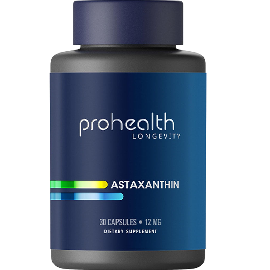 ProHealth Astaxanthin. Powerful Antioxidant for Immunity, Metabolism, and Cellular Longevity. Supports Joint and Eye Health. Enhances Heart and Brain Function. 12 mg per Serving, 30 Caps