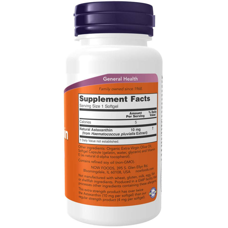 NOW Foods Astaxanthin 10mg 60 SoftGels (2 Pack)