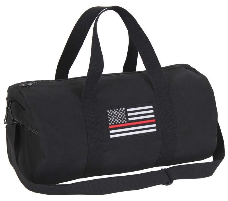 Rothco Thin Red Line Canvas Shoulder Duffle Bag – Patriotic Sports Gym Travel Duffel