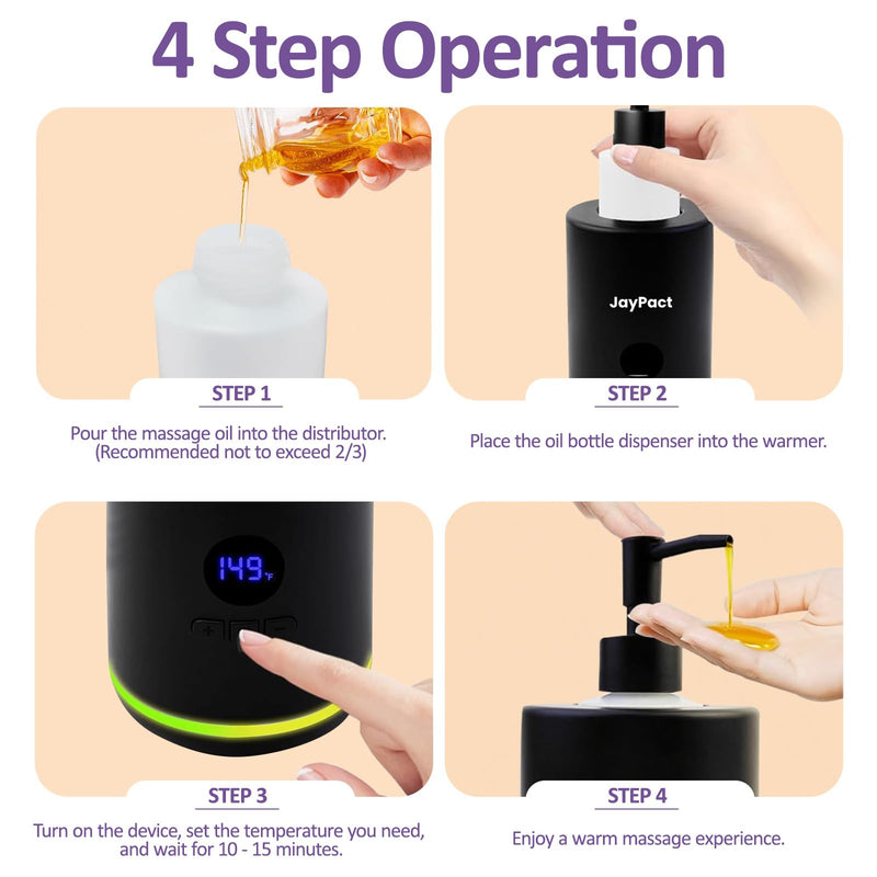 [Australia] - Oil Warmer for Massage, Massage Oil Lotion Warmer with Roller & Gua Sha Set for Spa, Body Oils Heater with Two Oil Bottle Dispenser, Oil Warmer Dispenser, Adjustable Temperature(86-149°F) Black 