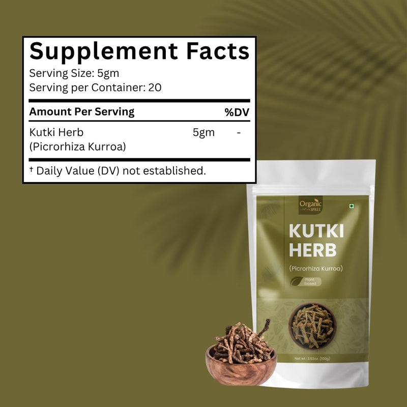 Organic Spree Kutki Herb 100gm (3.52oz) Picrorhiza Kurroa – Katuka Rohini – Pure and Natural 100gm 1