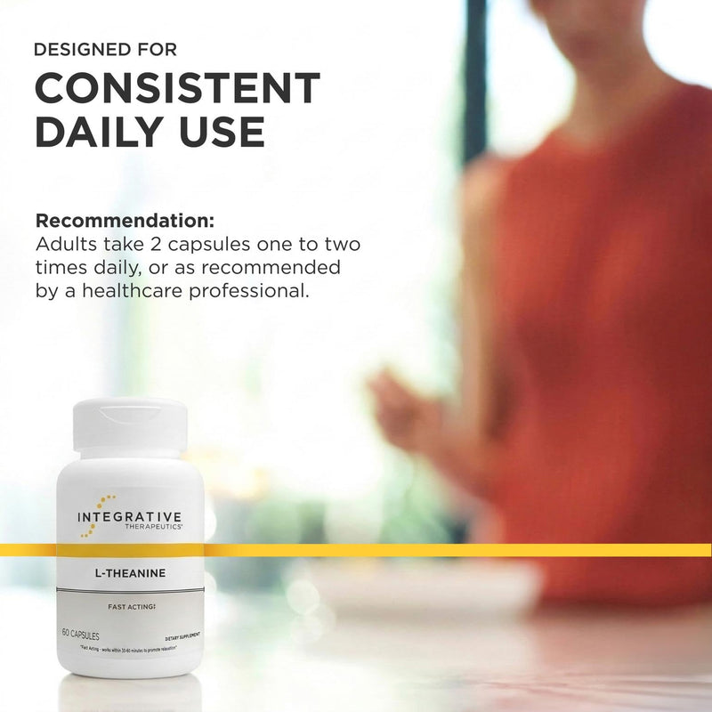 Integrative Therapeutics L-Theanine - Amino Acid Supplement for Stress & Relaxation Support* - Vegan, Gluten-Free & Dairy-Free - Third-Party Tested - 60 Capsules (30 Servings) Standard Packaging