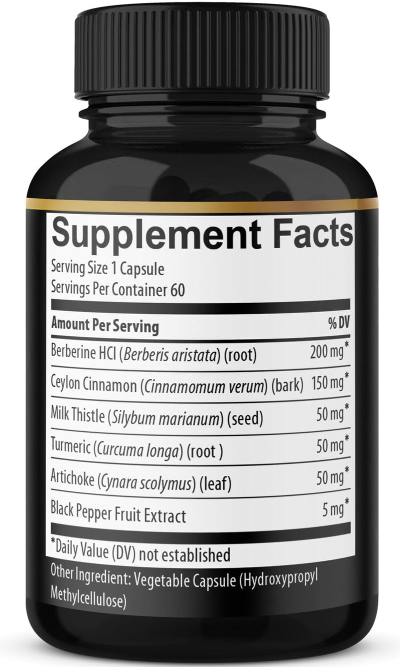 [Australia] - (2 Packs) Berberine Supplement Plus Ceylon Cinnamon, Turmeric - 120 Capsules - Supports Immune Function - Berberine HCl Supplement Pills - 4 Months Supply 60 Count (Pack of 2) 