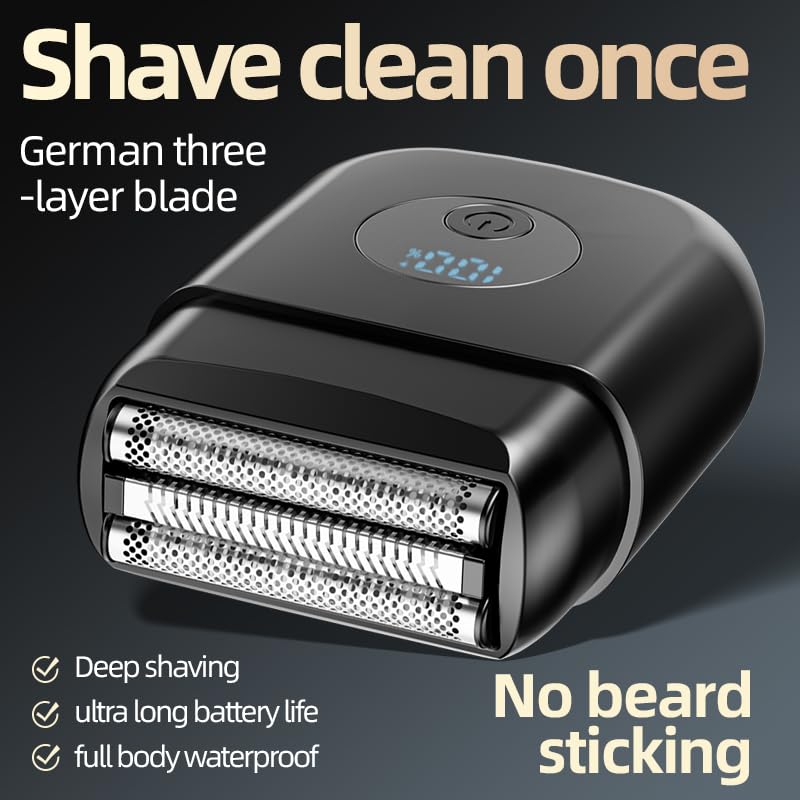 [Australia] - Electric Foil Shavers for Men, New Mini Electric Razor with 3 Floating Blades, LED Display, USB-C Fast Rechargeable, Travel Portable Beard Trimmer for Men, Gifts for Dad Him (Black) Black 