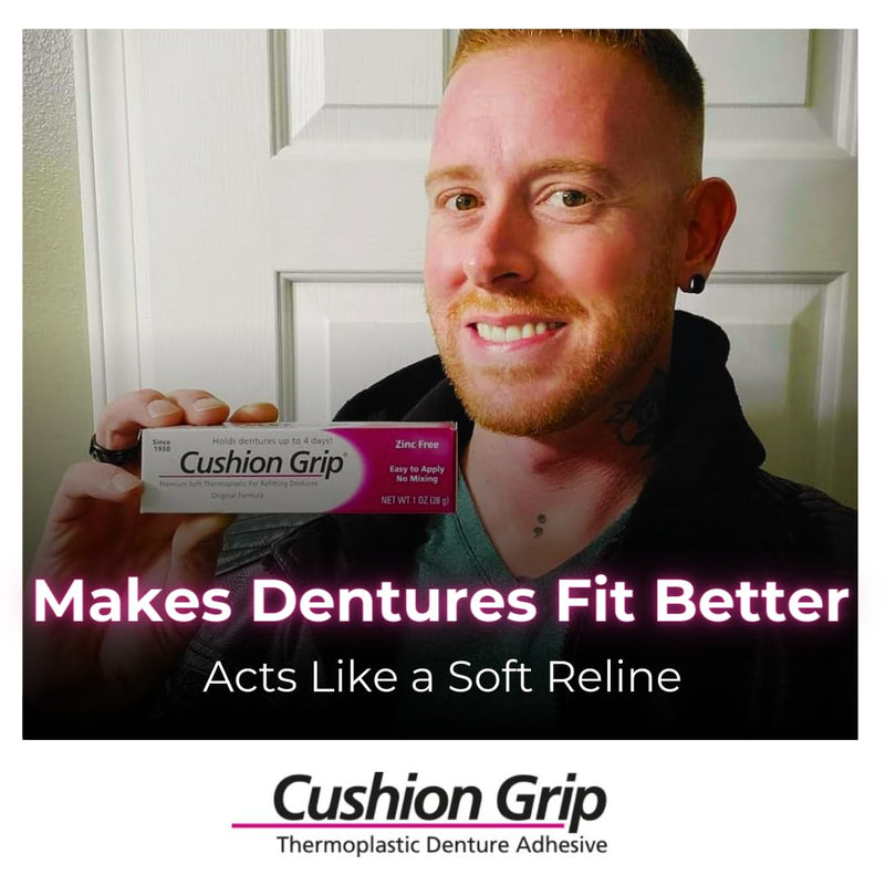 [Australia] - Cushion Grip Thermoplastic Denture Adhesive, 1 oz (Pack of 5) Makes Loose Dentures Fit Better and Stay in Place [Not a Glue Adhesive, Acts Like a Soft Reline] 